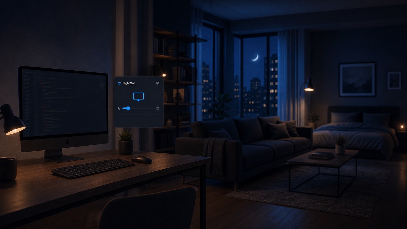 A quiet shared room with a gently dimmed NightOwl display